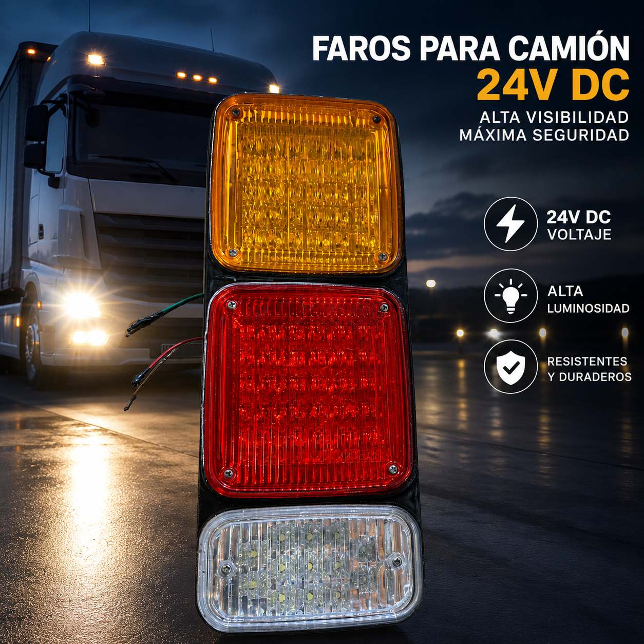 Faro Trasero LED para Camión 24V DC – 40 cm | Luz de Posición, Freno e Intermitente